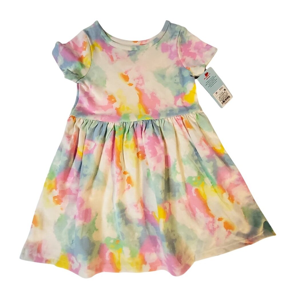 Cat & Jack Toddler Girls Size 2T Watercolor Tie-Dye Cotton Dress flowing skirt